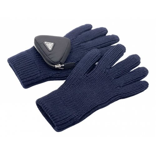Pre-owned Prada Wool Gloves In Navy
