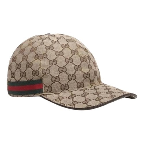 Pre-owned Gucci Leather Cap In Beige