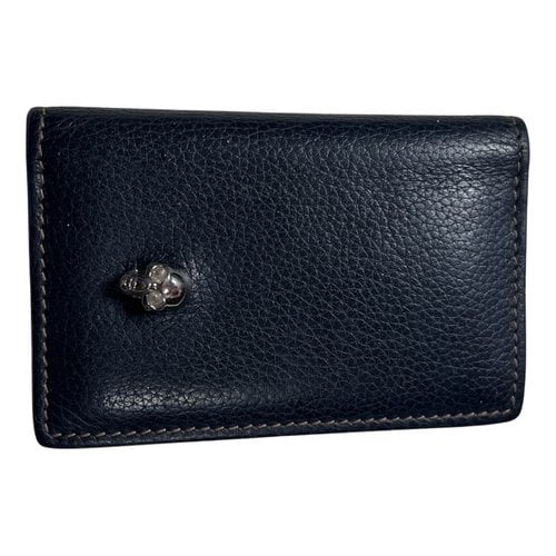 Pre-owned Alexander Mcqueen Leather Card Wallet In Black