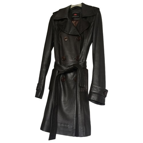 Pre-owned Designers Remix Leather Trench Coat In Brown