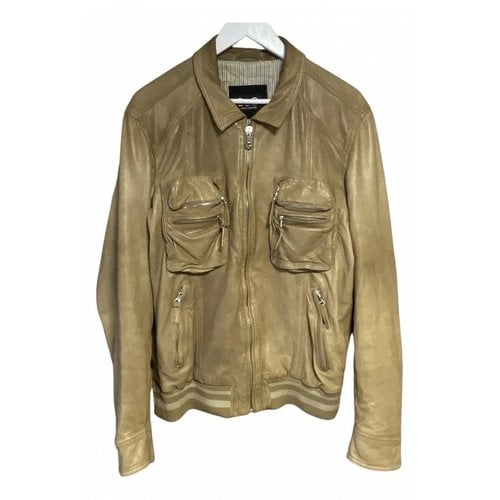 Pre-owned D&g Leather Jacket In Beige