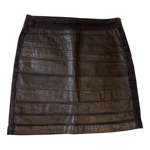 Pre-owned Avelon Leather Mini Skirt In Black