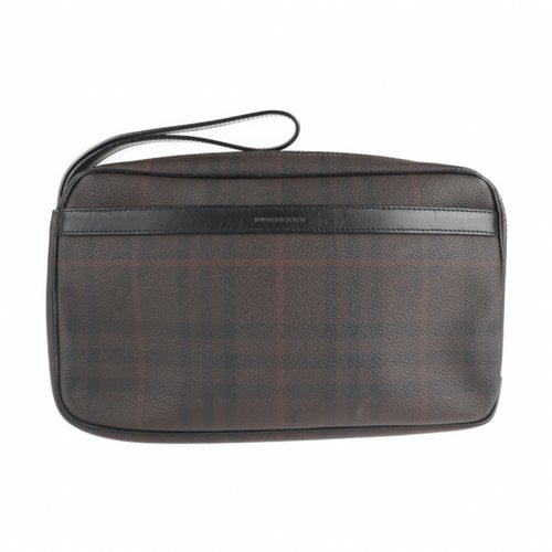 Pre-owned Burberry Leather Clutch Bag In Brown