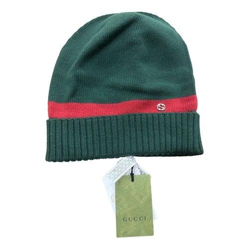 Pre-owned Gucci Leather Beanie In Green