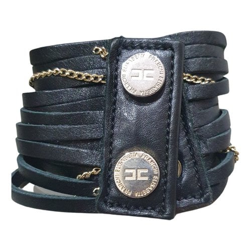 Pre-owned Elisabetta Franchi Leather Bracelet In Black