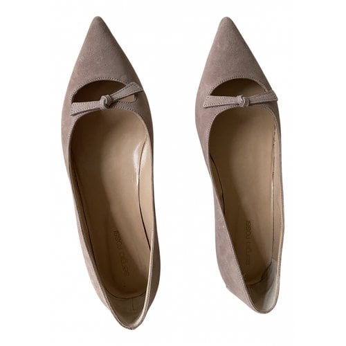 Pre-owned Sergio Rossi Ballet Flats In Beige