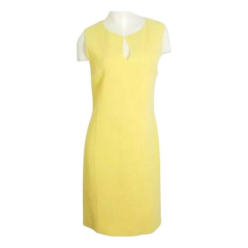 Pre-owned Oscar De La Renta Wool Mid-length Dress In Yellow