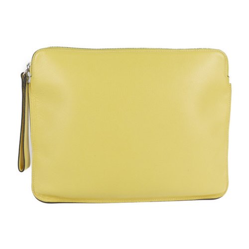 Pre-owned Valextra Leather Clutch Bag In Yellow