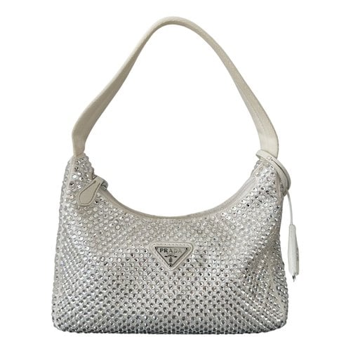 Pre-owned Prada Re-edition 2000 Glitter Handbag In White