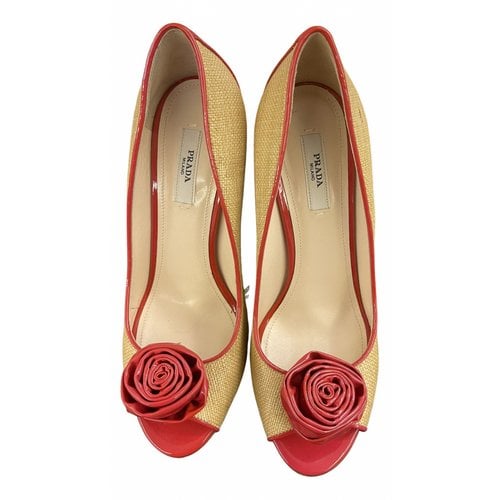 Pre-owned Prada Patent Leather Heels In Yellow