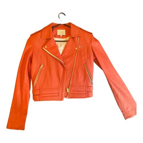 Pre-owned Iro Leather Biker Jacket In Orange