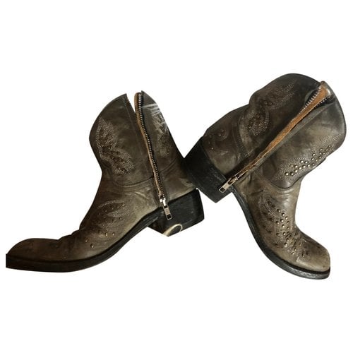 Pre-owned Mexicana Leather Ankle Boots In Grey