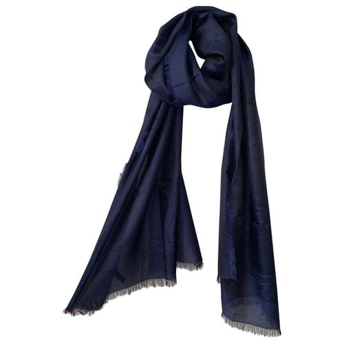 Pre-owned Ferragamo Cashmere Scarf In Navy
