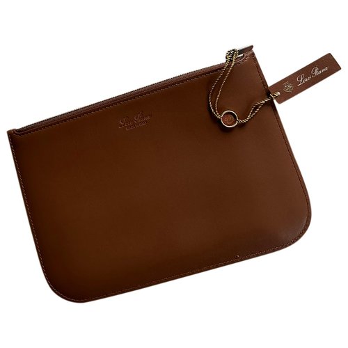 Pre-owned Loro Piana Leather Clutch Bag In Brown