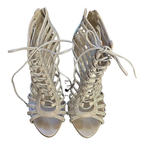 Pre-owned Le Silla Glitter Sandal In Silver