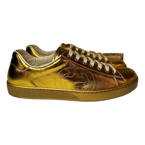 Pre-owned Gucci Leather Lace Ups In Gold