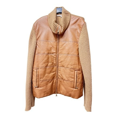Pre-owned Les Copains Leather Jacket In Camel
