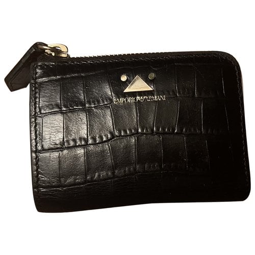 Pre-owned Emporio Armani Vegan Leather Purse In Black