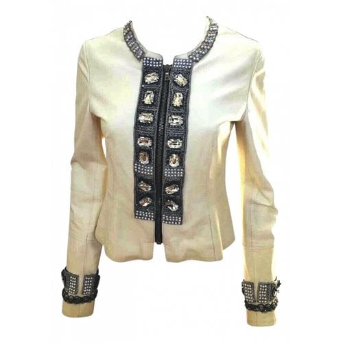 Pre-owned Dolce & Gabbana Leather Jacket In Beige
