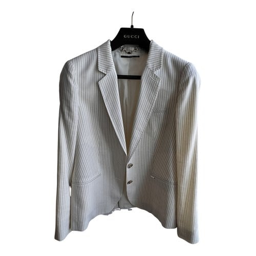 Pre-owned Gucci Linen Suit Jacket In Ecru