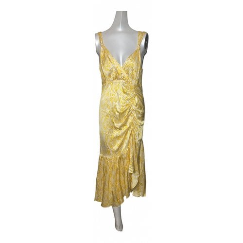 Pre-owned Cinq À Sept Silk Mid-length Dress In Yellow