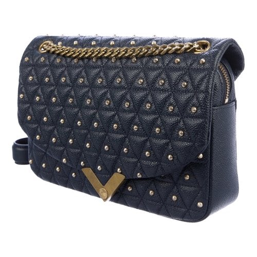 Pre-owned The Kooples Stella Leather Crossbody Bag In Navy