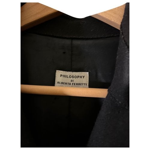 Pre-owned Philosophy Di Alberta Ferretti Wool Coat In Black