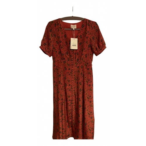 Pre-owned Sézane Spring Summer 2020 Silk Mid-length Dress In Red