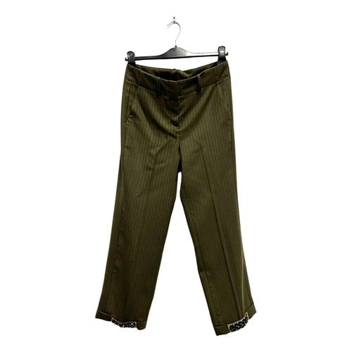 Pre-owned Alysi Leather Trousers In Green