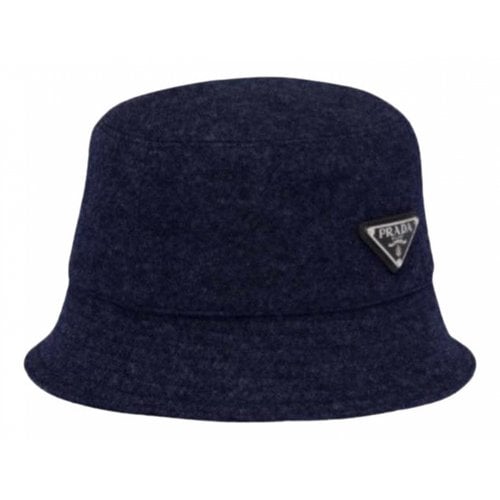 Pre-owned Prada Wool Hat In Navy
