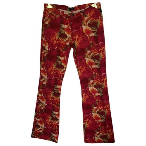 Pre-owned Versace Straight Pants In Red