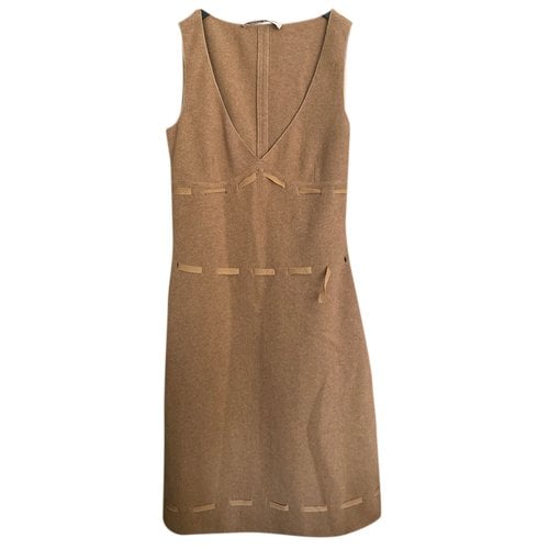 Pre-owned Miu Miu Wool Mid-length Dress In Brown