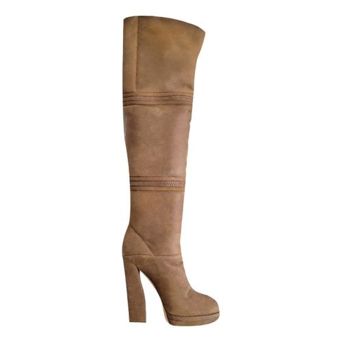 Pre-owned Casadei Boots In Camel