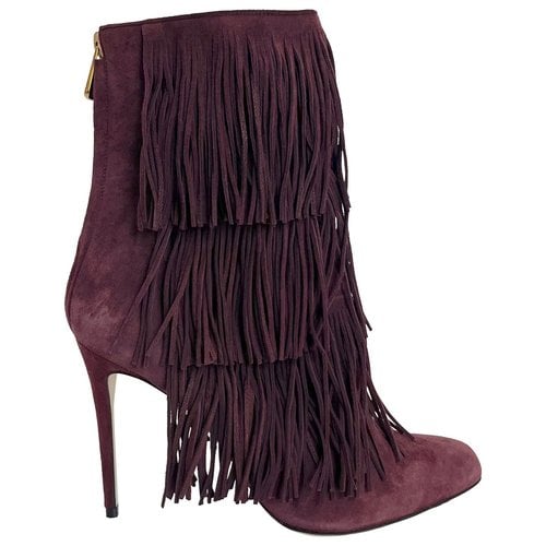 Pre-owned Paul Andrew Ankle Boots In Burgundy