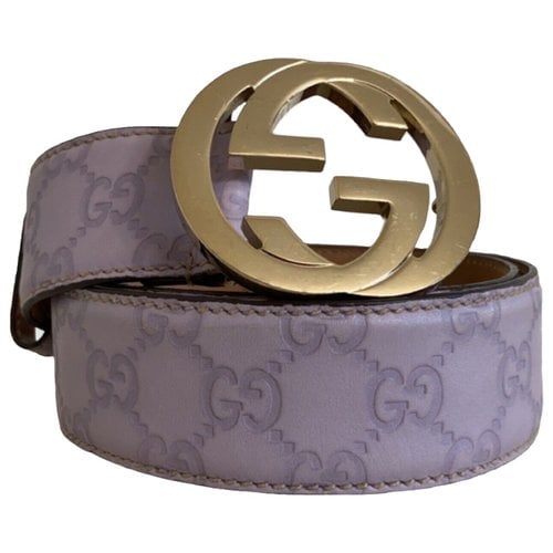 Pre-owned Gucci Interlocking Buckle Leather Belt In Purple