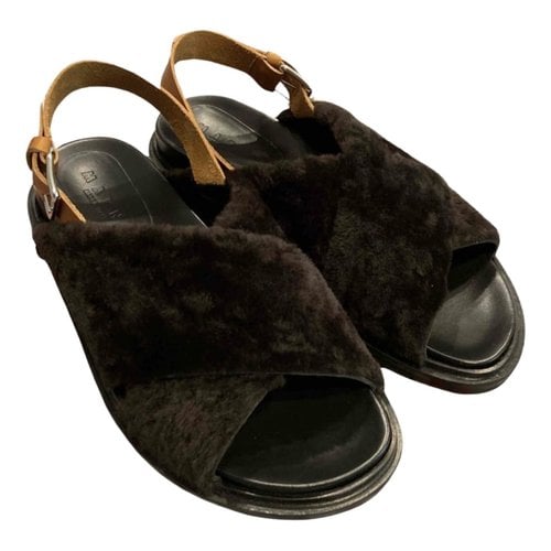 Pre-owned Marni Fussbett Faux Fur Sandal In Brown