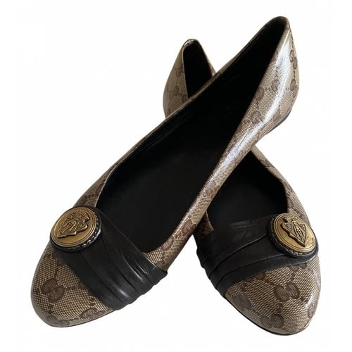 Pre-owned Gucci Leather Ballet Flats In Brown