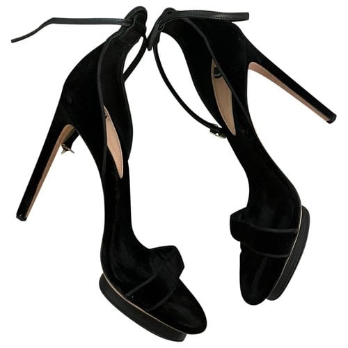 Pre-owned Elisabetta Franchi Velvet Sandals In Black