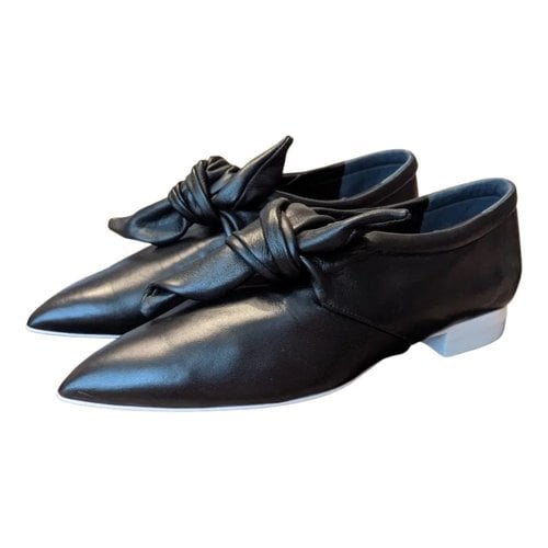 Pre-owned Jil Sander Leather Ballet Flats In Black