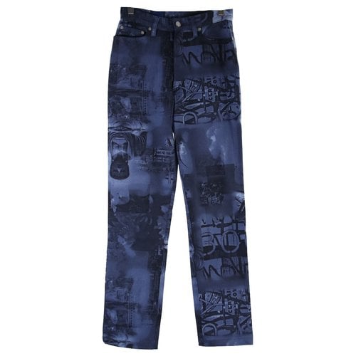 Pre-owned Kenzo Straight Pants In Blue