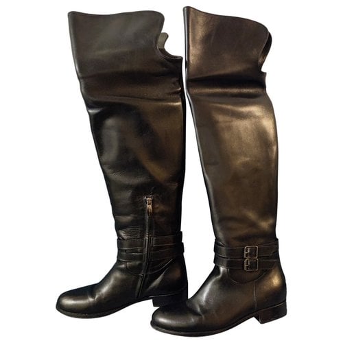 Pre-owned Flavio Castellani Leather Riding Boots In Black
