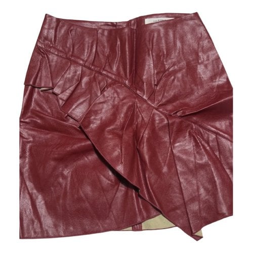 Pre-owned Isabel Marant Étoile Vegan Leather Mini Skirt In Burgundy