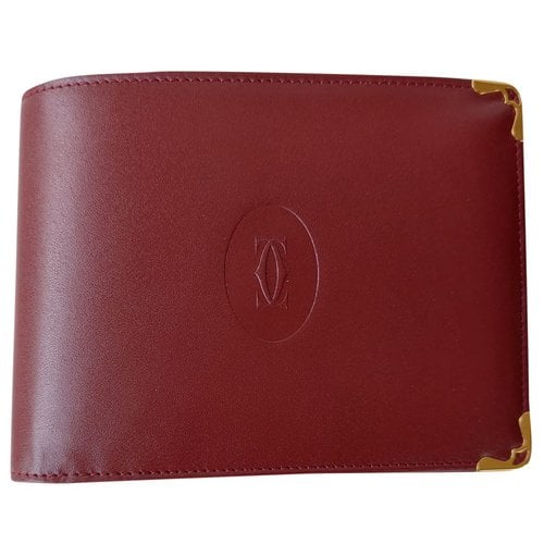 Pre-owned Cartier Leather Wallet In Burgundy