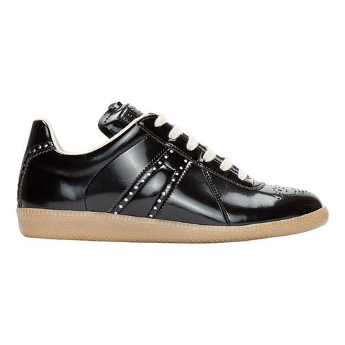 Pre-owned Maison Margiela Replica Leather Low Trainers In Black