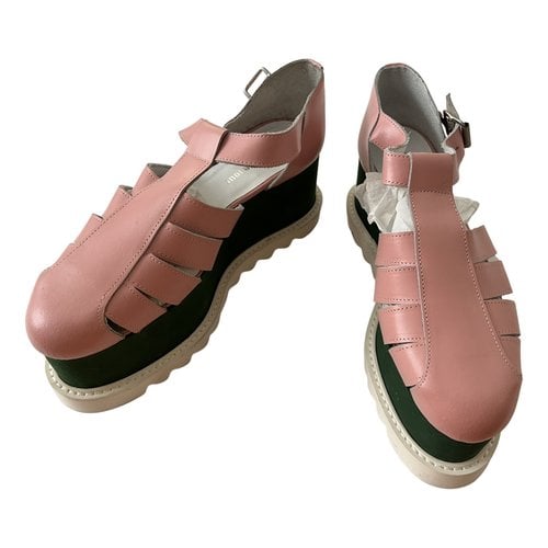 Pre-owned Au Jour Le Jour Leather Sandal In Pink
