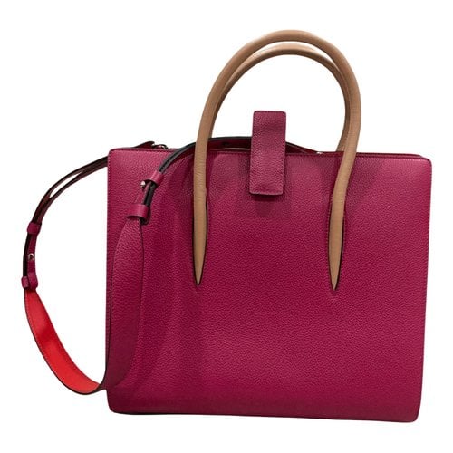Pre-owned Christian Louboutin Leather Handbag In Burgundy