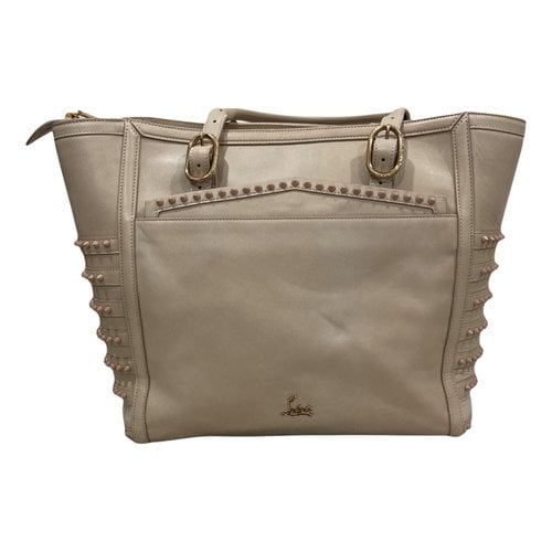 Pre-owned Christian Louboutin Leather Handbag In Ecru