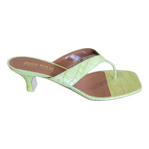 Pre-owned Paris Texas Leather Flip Flops In Green
