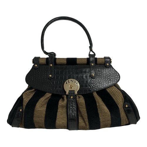 Pre-owned Fendi Velvet Handbag In Black