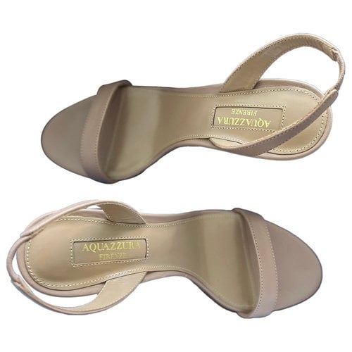 Pre-owned Aquazzura Leather Sandals In Beige